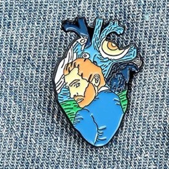 Van Gogh Anatomical Heart Enamel Pin Artistic Collectible Accessory Metal Badge - Picture 2 of 9
